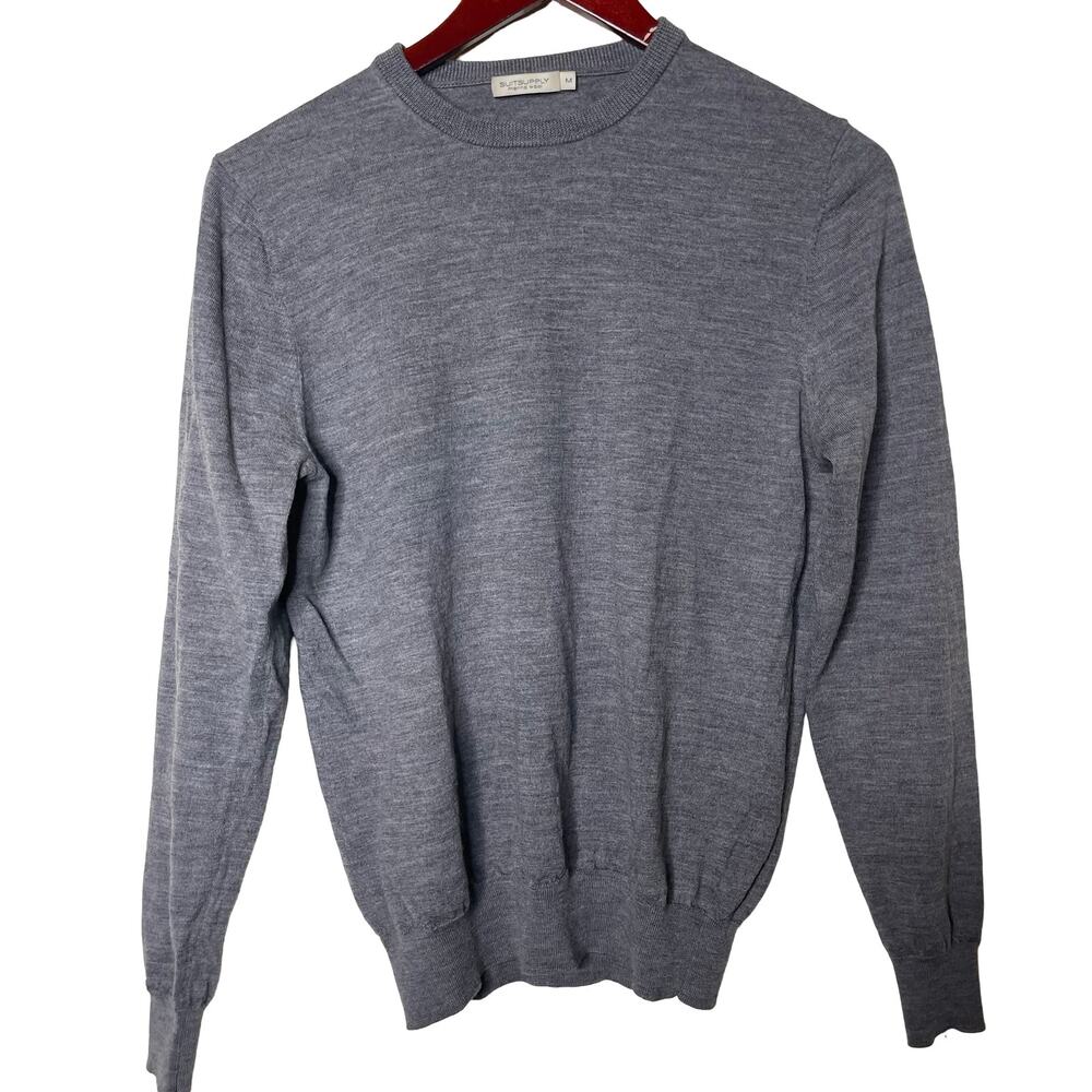 Suitsupply grey merino wool pullover sz M